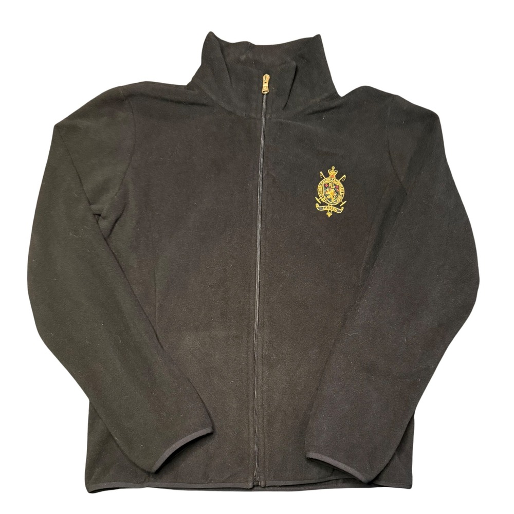 Lauren Ralph Lauren Full Zip Fleece Jacket Womens XL Black Crest Logo NWT
